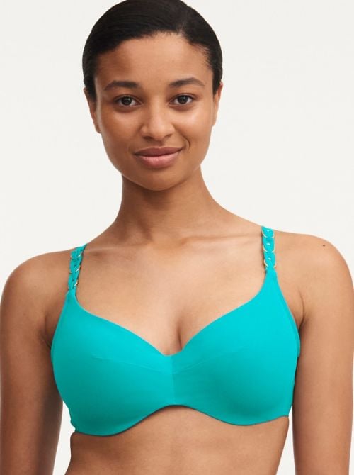 Emblem bikini bra, turquoise