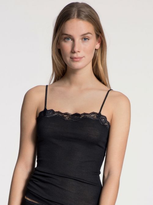 Richesse Lace 11290 Wool and silk top with adjustable straps, black