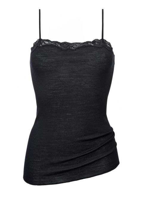Richesse Lace 11290 Wool and silk top with adjustable straps, black