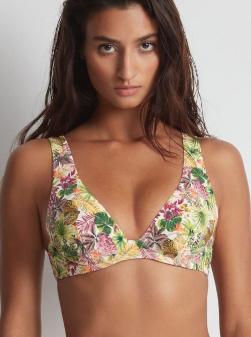 Exotic Fever triangle bikini bra, tropical light AUBADE BEACHWEAR