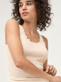 Richesse Lace 12990 Top lana e seta, bianco crema