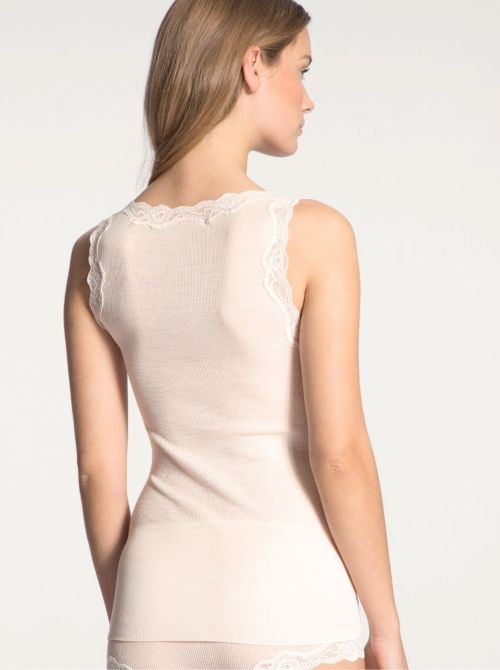 Richesse Lace 12990 Top lana e seta, bianco crema