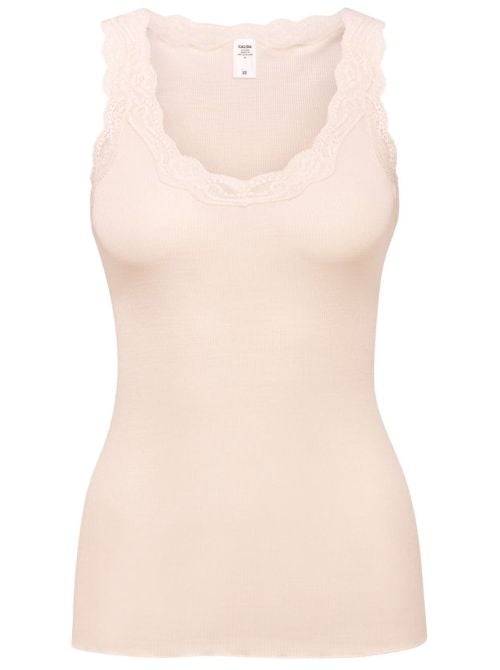 Richesse Lace 12990 Top lana e seta, bianco crema