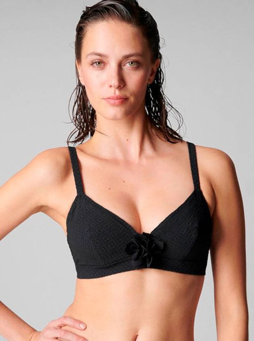 Dune triangolo con ferretto, nero SIMONE PERELE BEACHWEAR