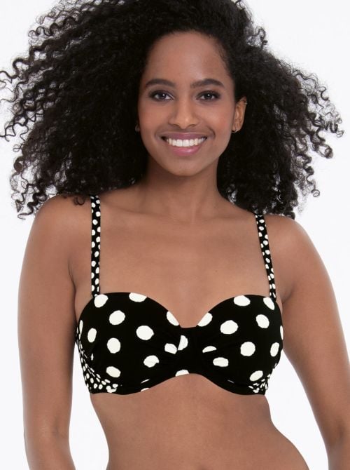 Catalina bandeau bikini top, polka dots