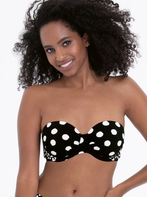 Catalina bandeau bikini top, polka dots ROSA FAIA BEACHWEAR