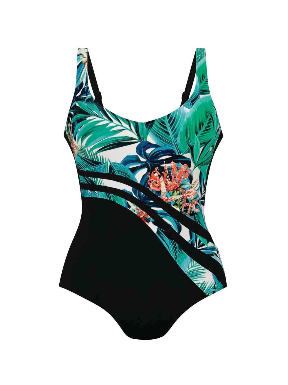 Hanna Nikole Costume Intero Donna Taglie Forti Con Volant E Controllo Pancia - Stampato, Spalline Regolabili - 4