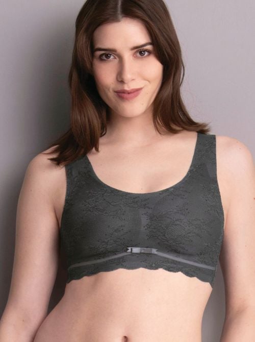 Essential Lace bralette con coppe imbottite, antracite