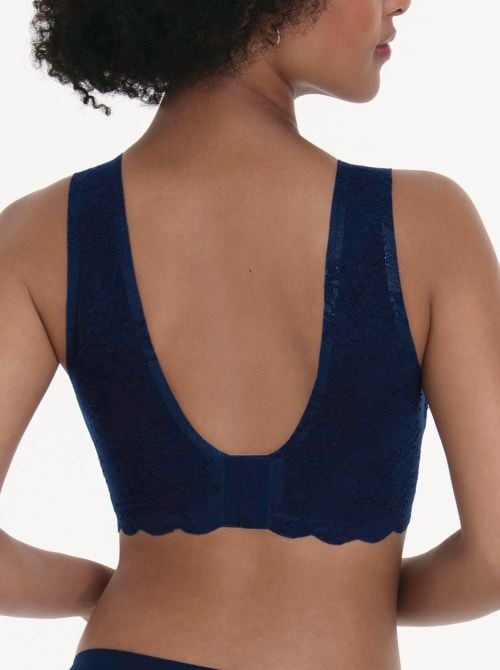 Essential Lace bralette con coppe imbottite, blu mare