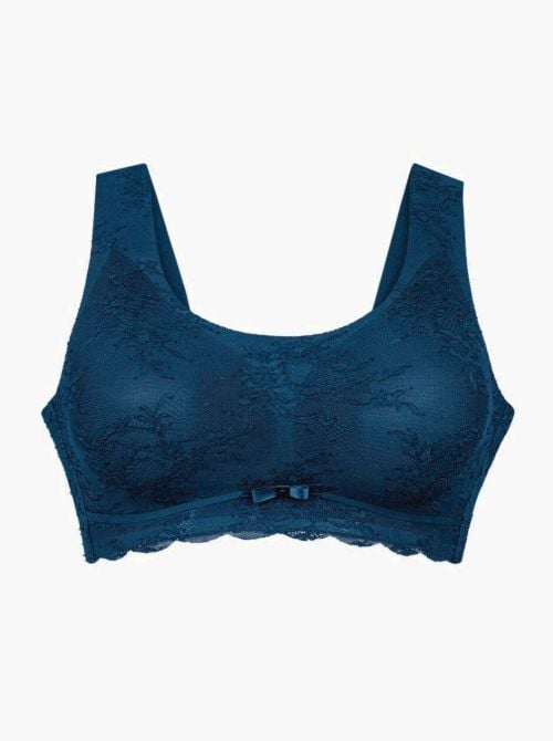 Essential Lace bralette con coppe imbottite, blu mare
