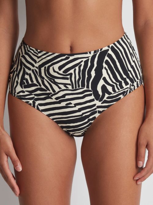 Savannah high-waisted bikini bottoms, zebra print