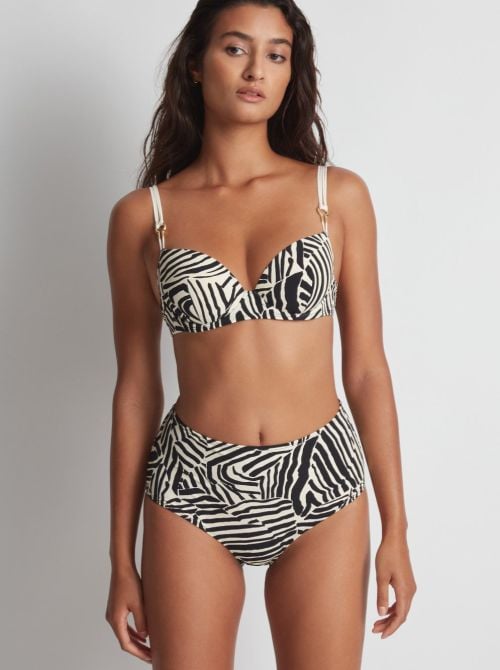 Savannah high-waisted bikini bottoms, zebra print