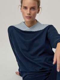 Soulmate Soft Cotton pigiama caldo con polsini, blu scuro