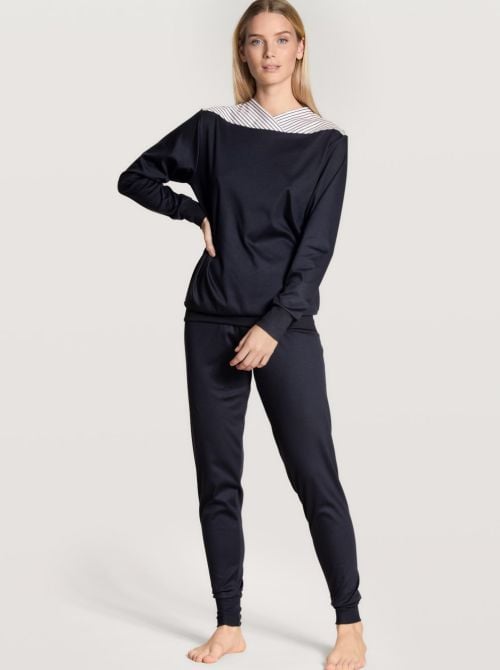 Soulmate Soft Cotton pigiama caldo con polsini, blu scuro