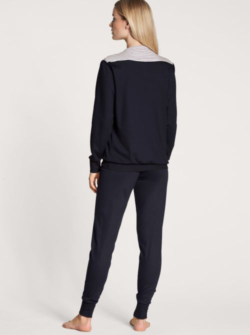Soulmate Soft Cotton pigiama caldo con polsini, blu scuro