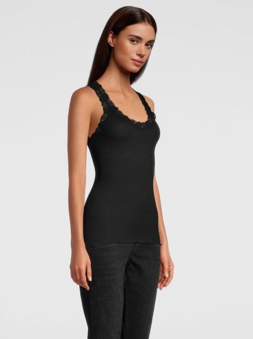 Wool and silk top, black OSCALITO