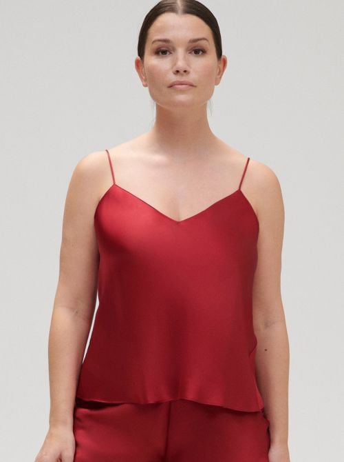 Dream top in seta, rouge tango