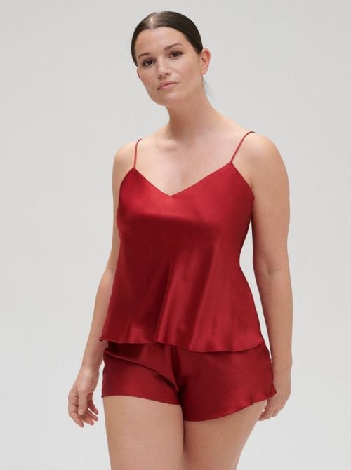 Dream silk top, rouge tango