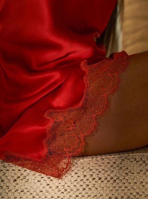 Nocturne silk nightdress, rouge tango