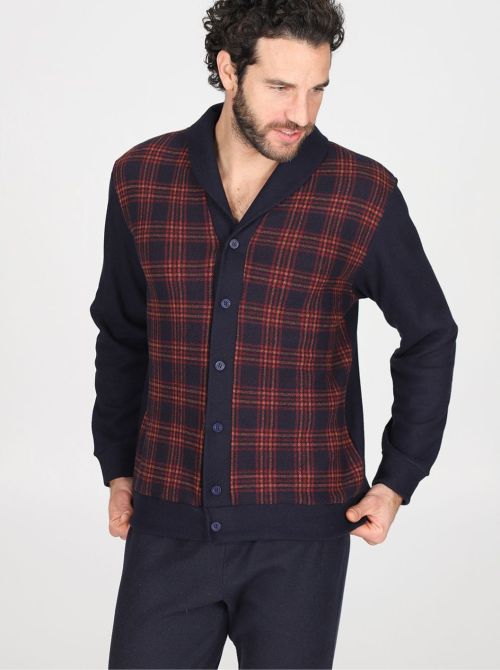 Alleghe cardigan pyjamas in warm cotton, red