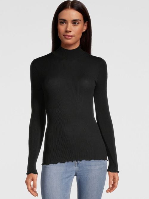 Wool and silk turtleneck shirt, black OSCALITO