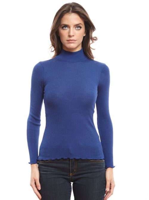 Wool and silk turtleneck shirt, bluette OSCALITO