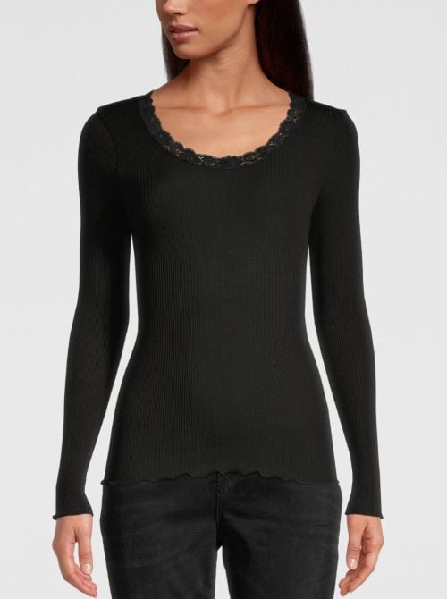 Wool and silk shirt, black OSCALITO