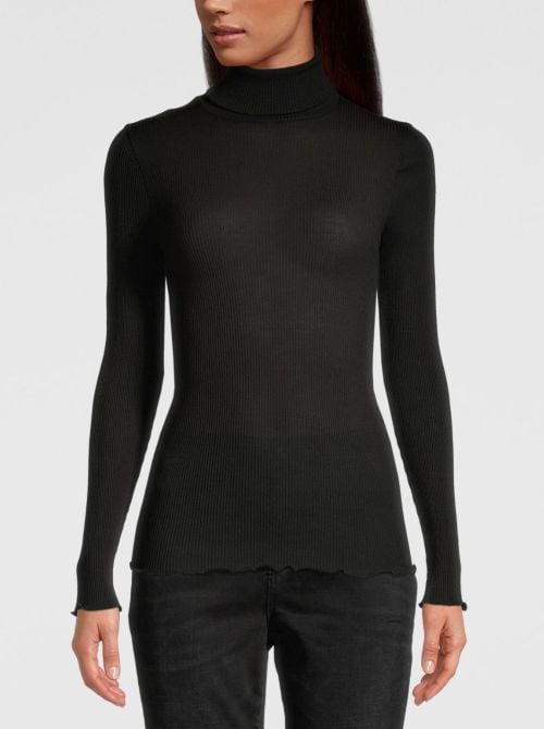 Wool and silk turtleneck shirt, black OSCALITO