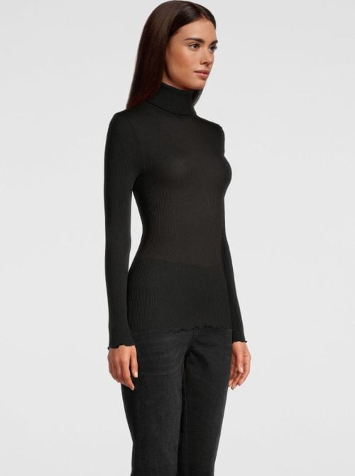 Wool and silk turtleneck shirt, black OSCALITO