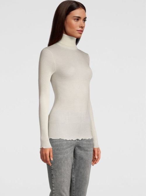 Wool and silk turtleneck shirt, champagne OSCALITO