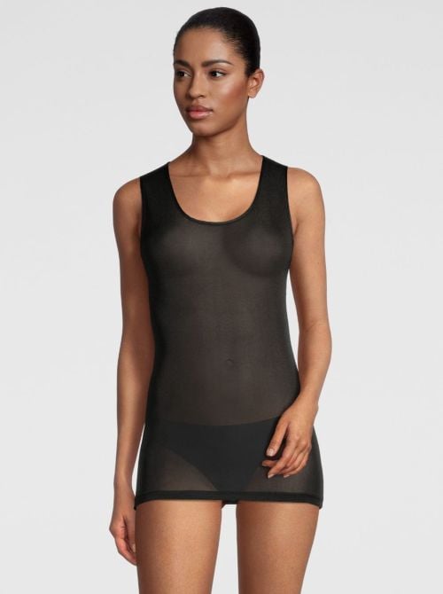 Silk tank top, black