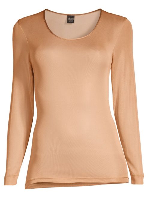 Maglia in pura seta, caramello