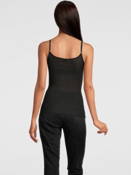 Top in pura seta, nero