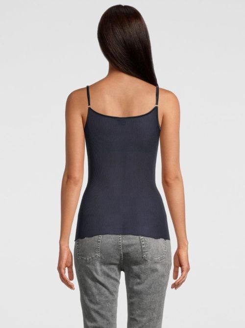 Top in pura seta, blu