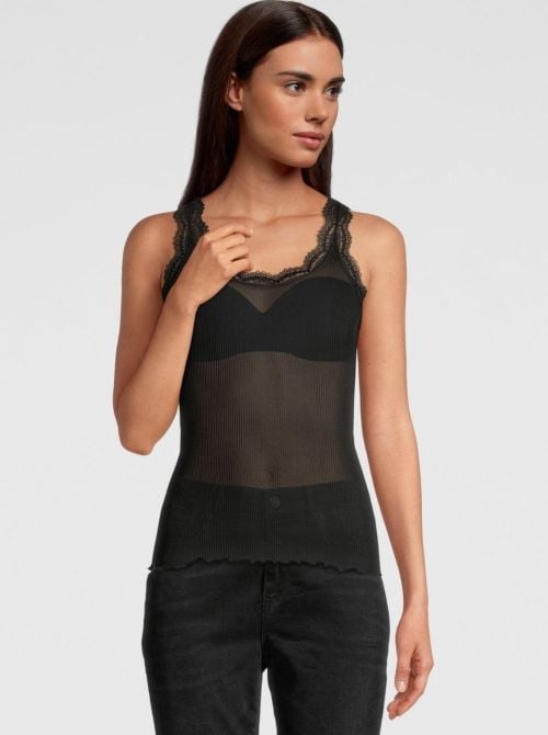 Silk and lace top, black OSCALITO