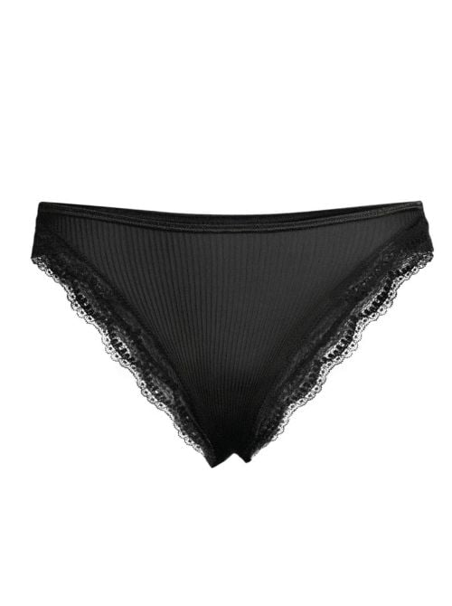 Slip in seta e pizzo, nero