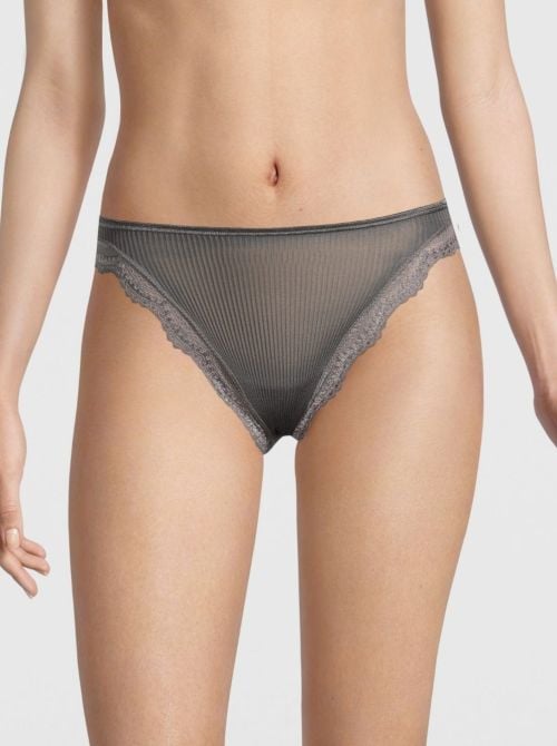 Silk and lace  briefs, smoke