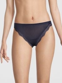 Slip in seta e pizzo, blu