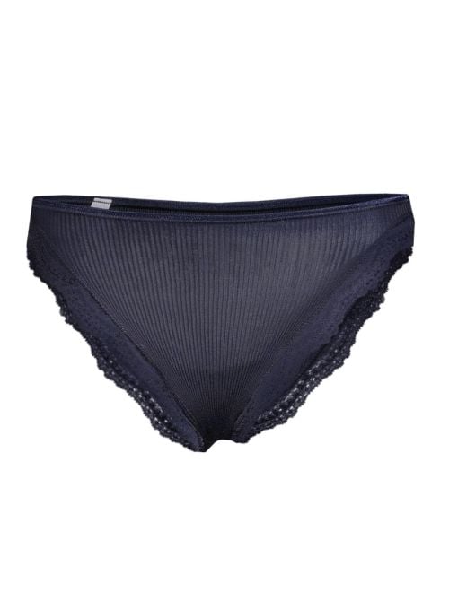 Slip in seta e pizzo, blu