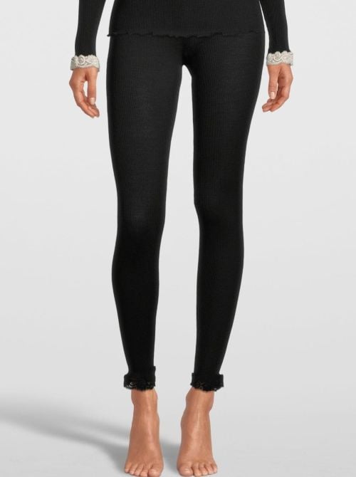 Wool and silk Leggings , black OSCALITO