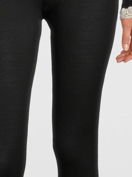 Wool and silk Leggings , black OSCALITO