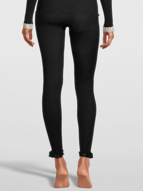 Leggings in lana e seta, nero
