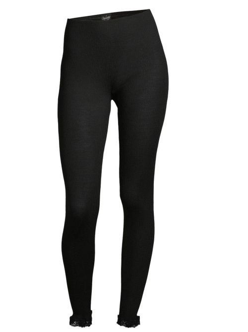 Leggings in lana e seta, nero