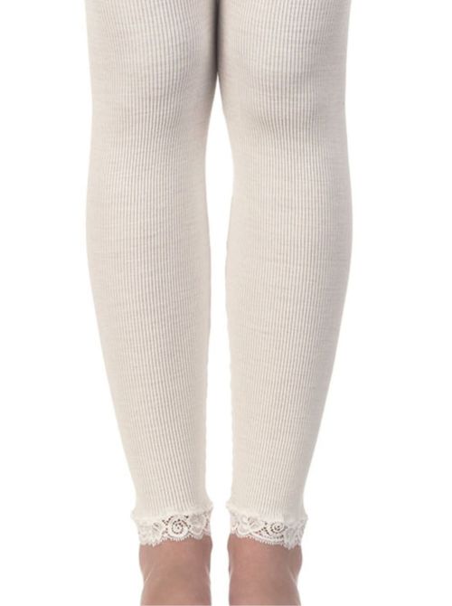 Leggings in lana e seta, champagne