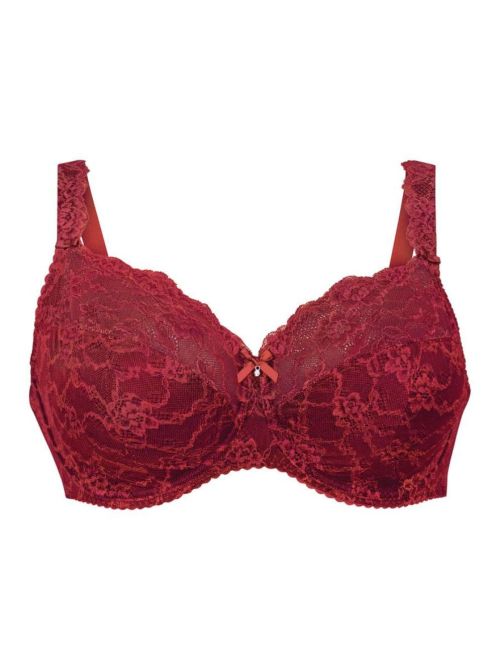 Bobette bra for large cups with underwire, ruby