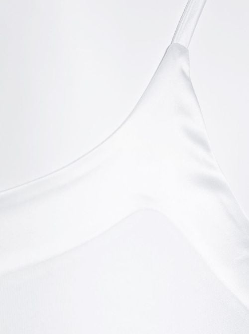 Top in filoscozia e raso, bianco