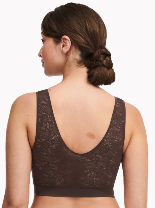 SoftStretch top imbottito con pizzo, marrone scuro