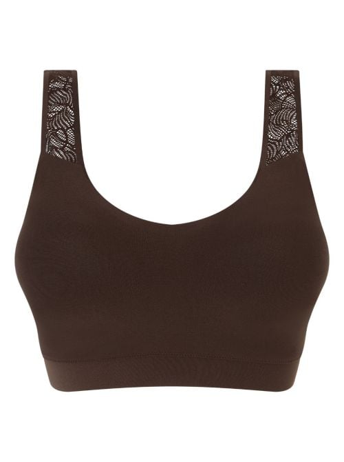 SoftStretch top imbottito con pizzo, marrone scuro