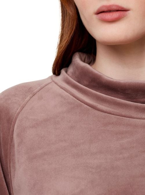 High neck sweater in soft velour, sweet chestnut TRIUMPH