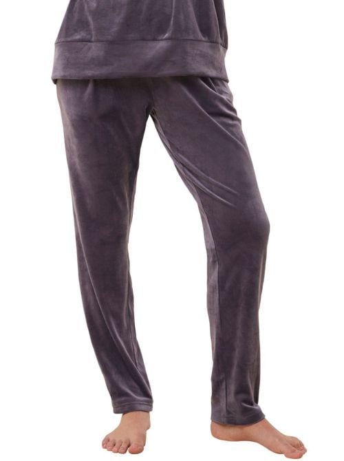 Trousers in soft velour, slate TRIUMPH